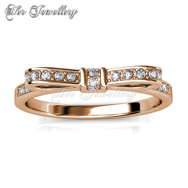 Swarovski Crystals Ribbon Ring (Rose Gold) - Her Jewellery