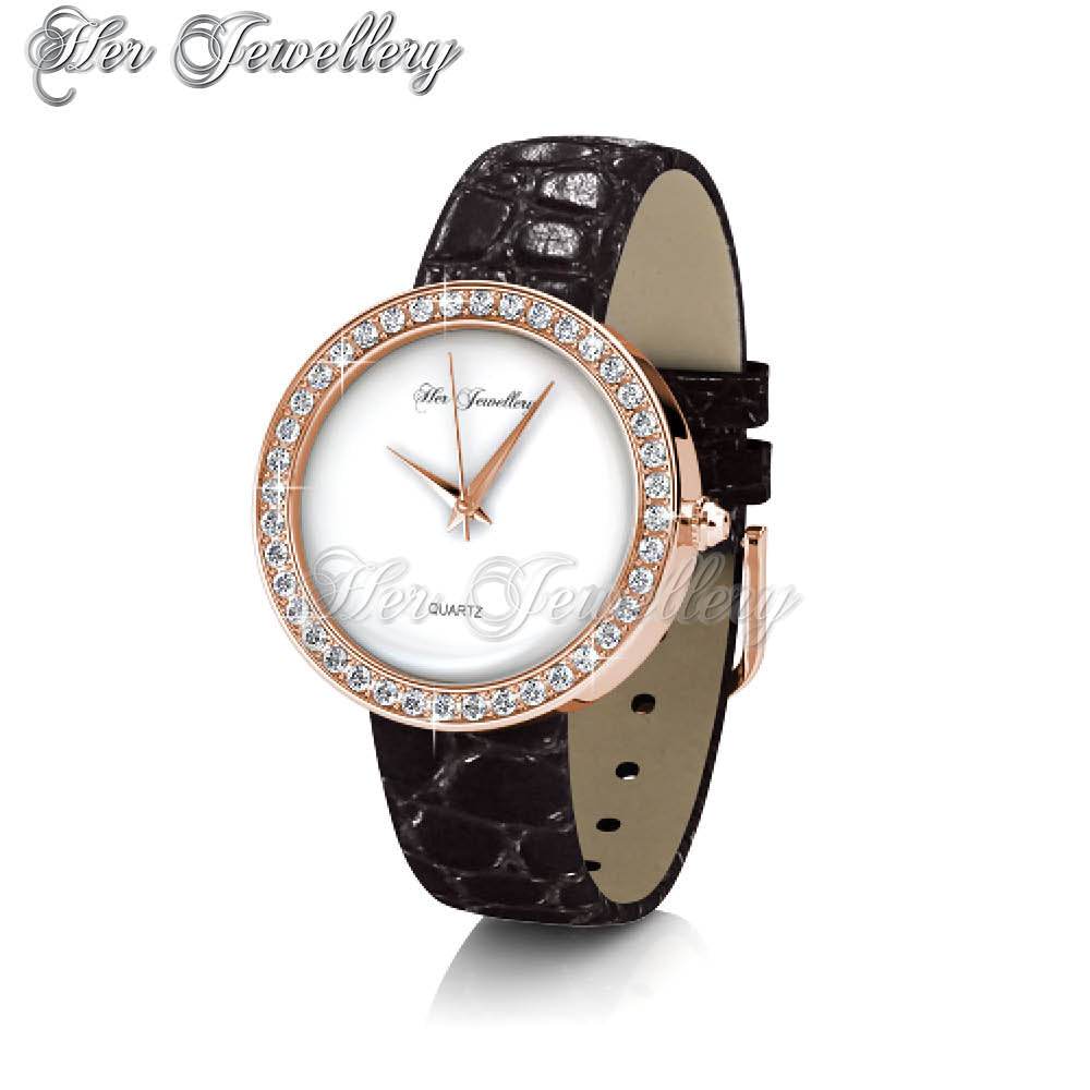 Swarovski Crystals Leather Watch - Her Jewellery
