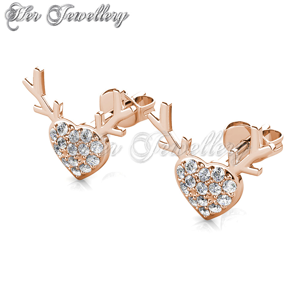 Swarovski Crystals Antlers Love Earrings - Her Jewellery