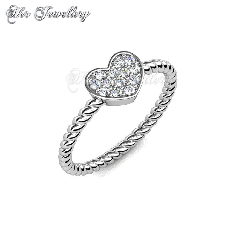 Swarovski Crystals Twisted Heart Ring - Her Jewellery