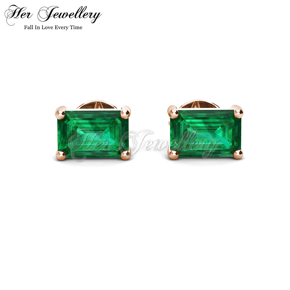 Rectangle Stud Emerald Earrings