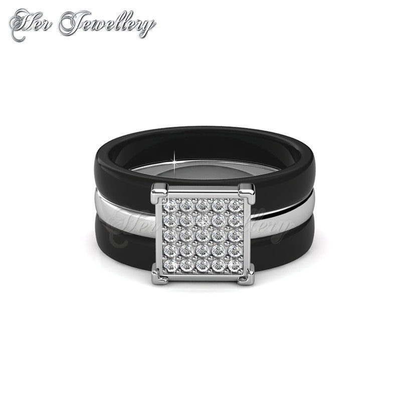 Swarovski Crystals Square Ceramic Ring - Her Jewellery