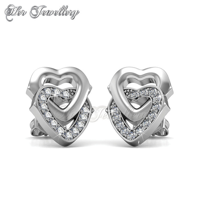Swarovski Crystals 2 Hearts Earringsâ€ - Her Jewellery