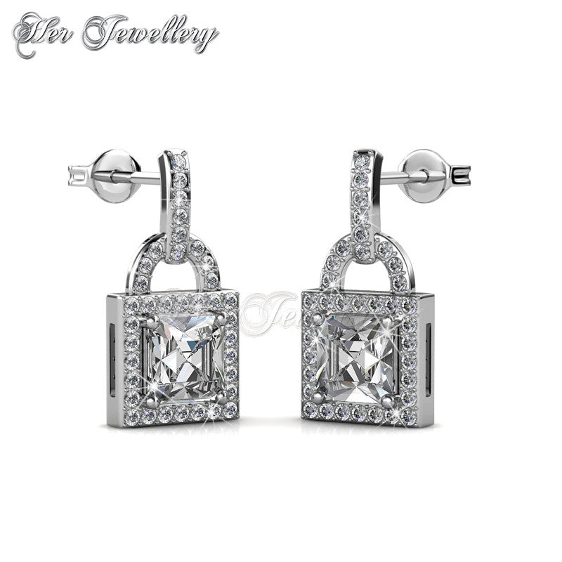 Swarovski Crystals Sweet Lock Earrings - Her Jewellery
