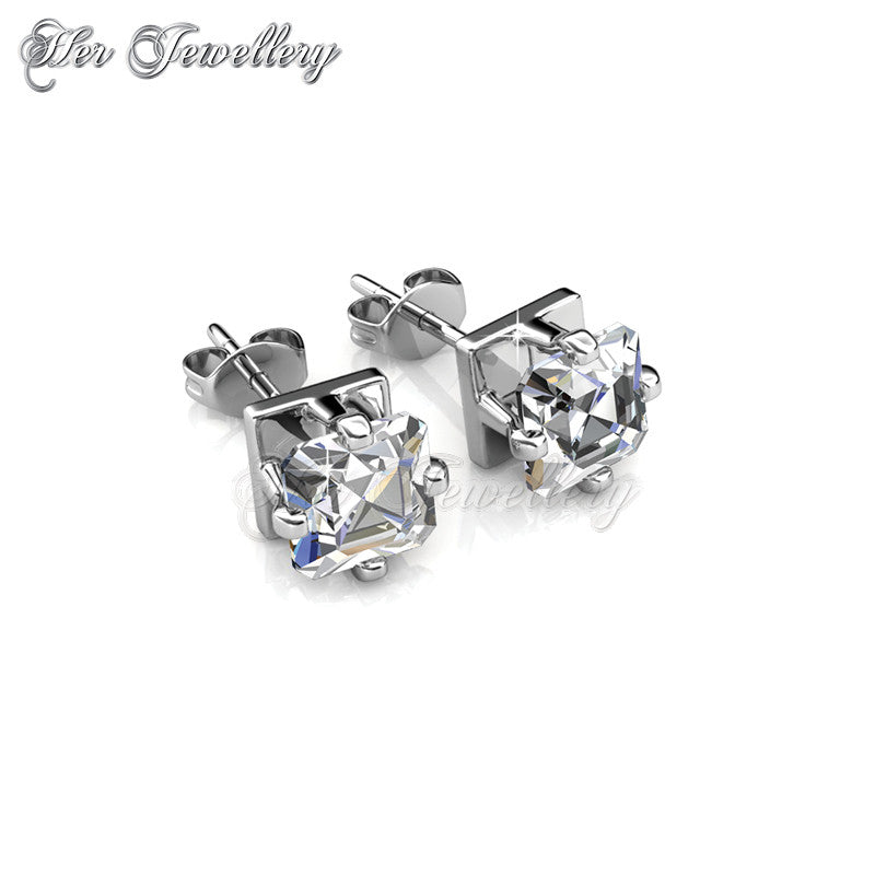 Swarovski Crystals Square Stud Earrings - Her Jewellery