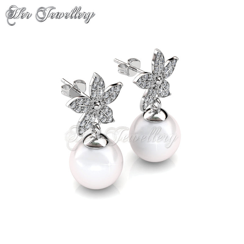 Swarovski Crystals Bloom Pearl Earrings - Her Jewellery