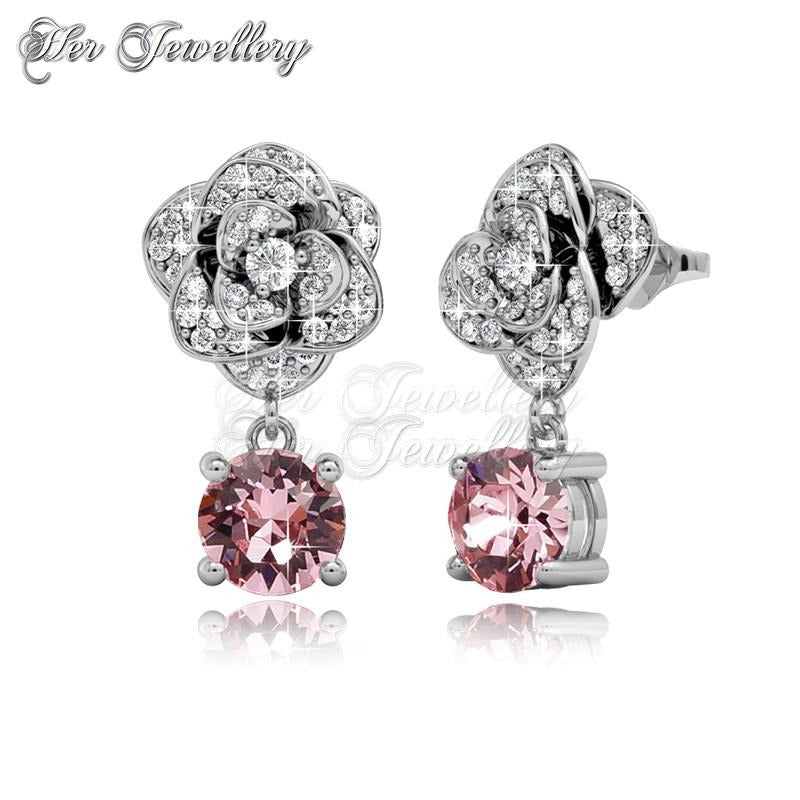 Swarovski Crystals Glamour Rose Earrings - Her Jewellery