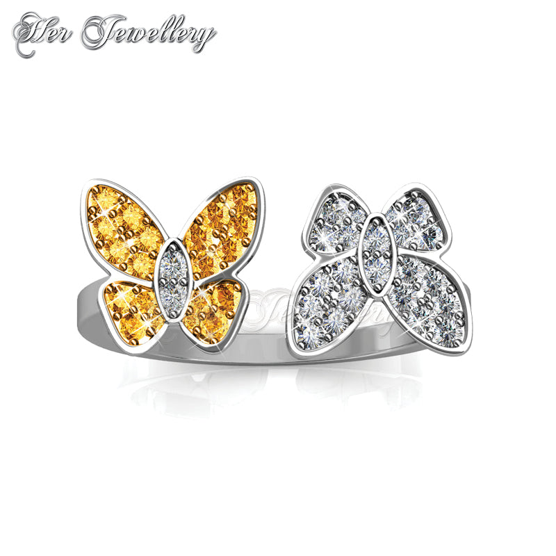 Swarovski Crystals Butterfly Lovers Ring - Her Jewellery
