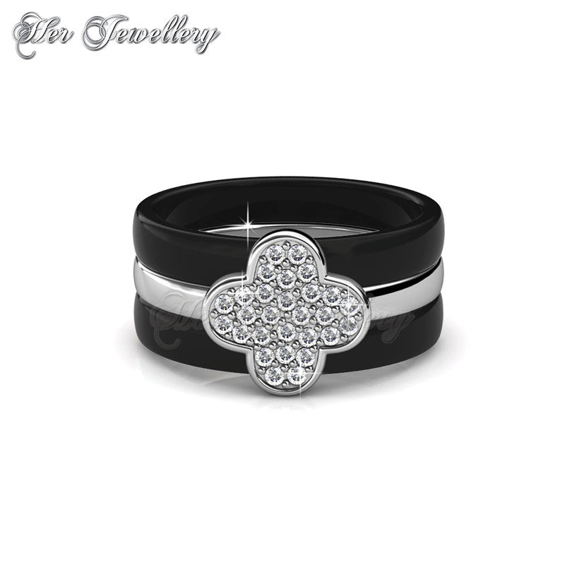 Swarovski Crystals Clover Ceramic Ring - Her Jewellery