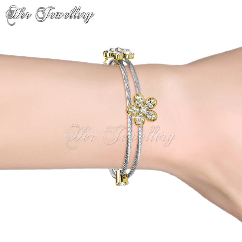 Swarovski Crystals Flowery Bangle - Her Jewellery