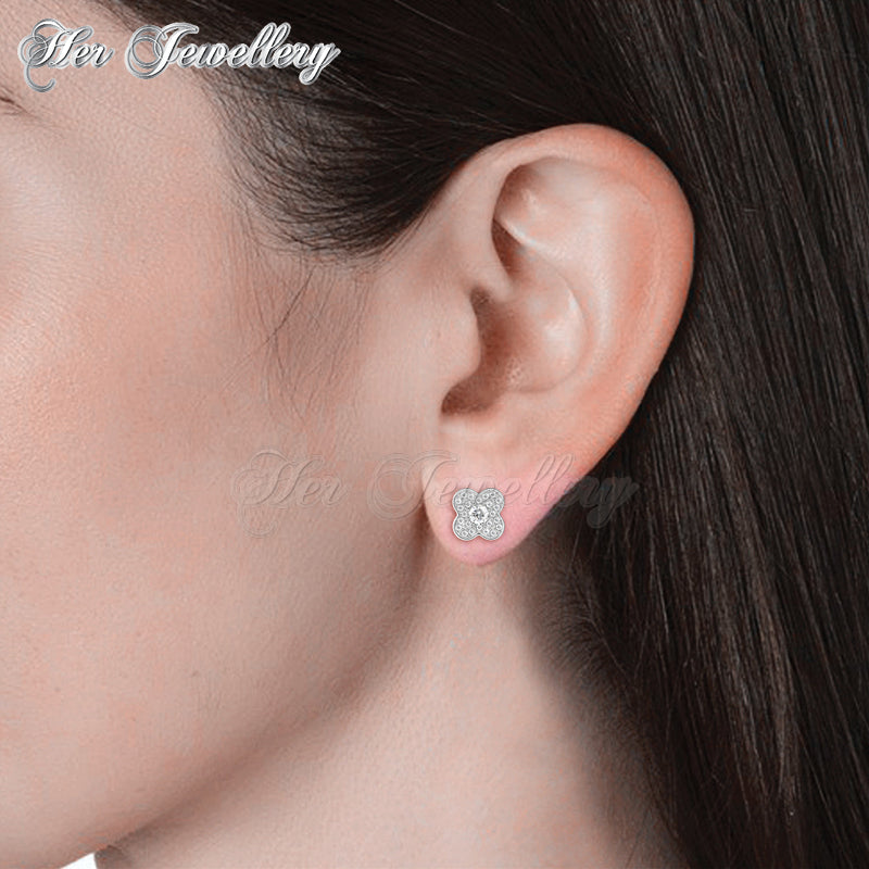 Swarovski Crystals Cross Clover Earrings - Her Jewellery
