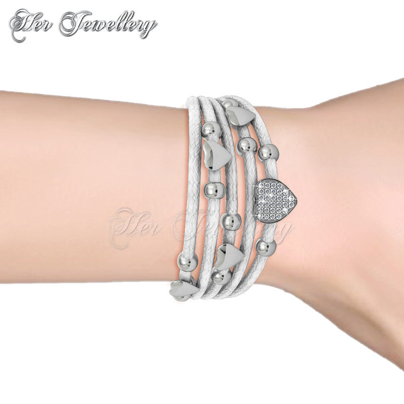 Swarovski Crystals Leather Love Bracelet - Her Jewellery