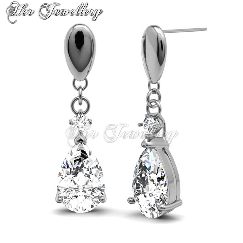 Swarovski Crystals Princess Earrings (White Gold) - Her Jewellery