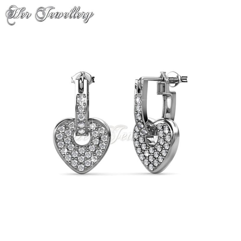 Swarovski Crystals Dangling Heart Earrings - Her Jewellery