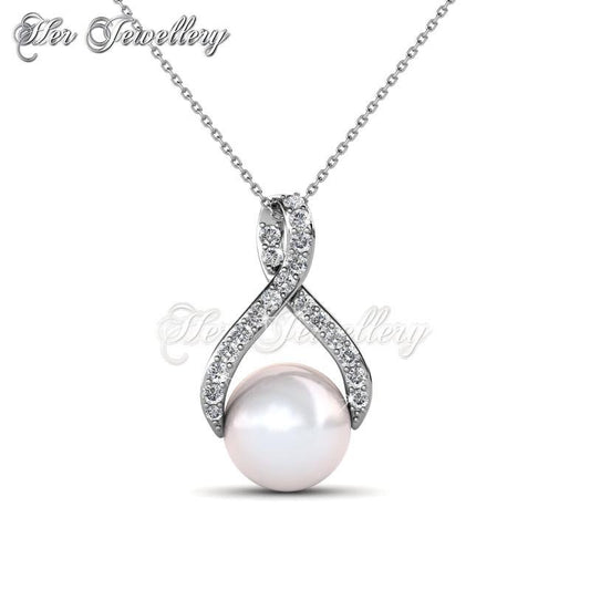 Swarovski Crystals Ribbon Pearl Pendant - Her Jewellery