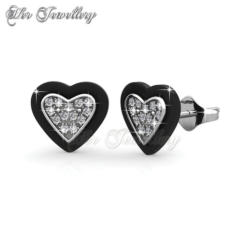 Swarovski Crystals Heart Ceramic Earrings - Her Jewellery