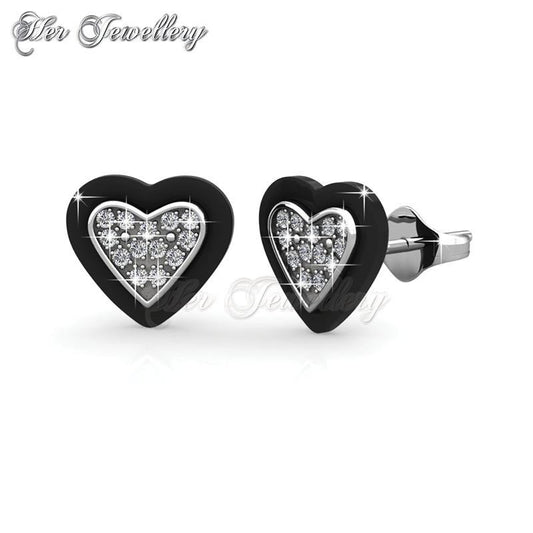 Swarovski Crystals Heart Ceramic Earrings - Her Jewellery