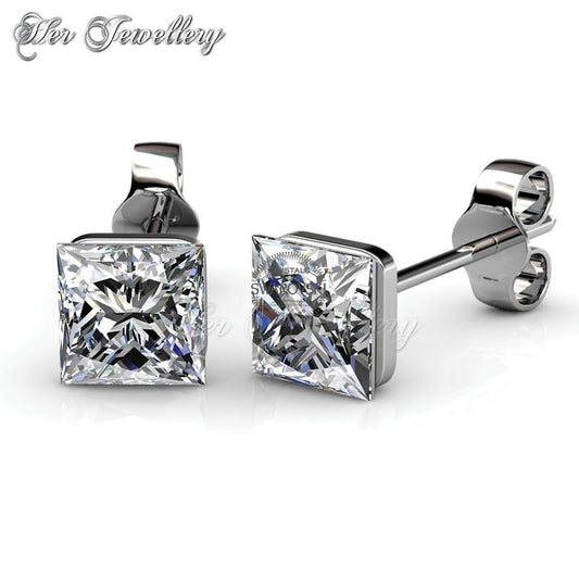 Swarovski Crystals Solitaire Square Earrings - Her Jewellery