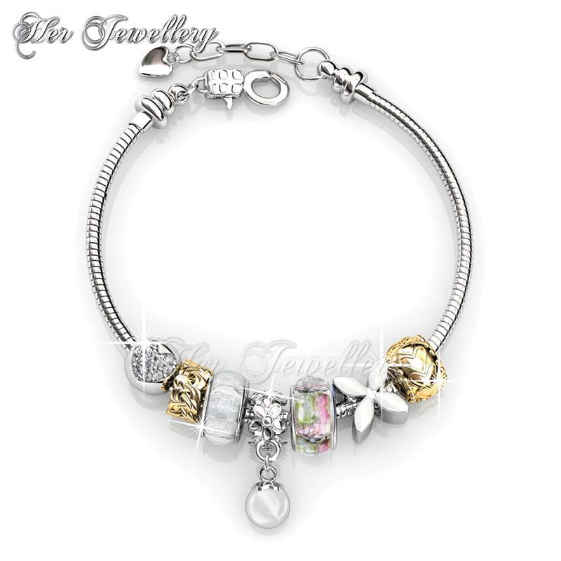 Swarovski Crystals Pearl Charm Bracelet - Her Jewellery